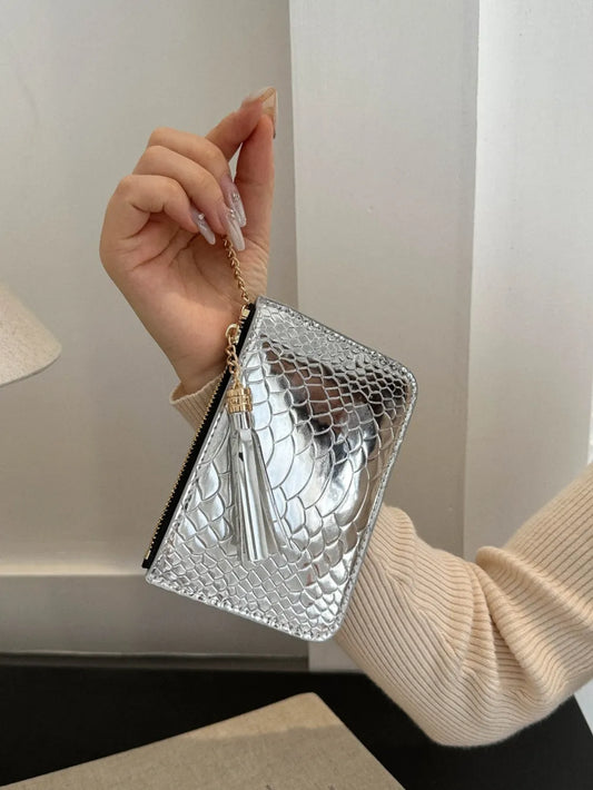 PU Leather Tassel Trim Card Case - Roe Creation