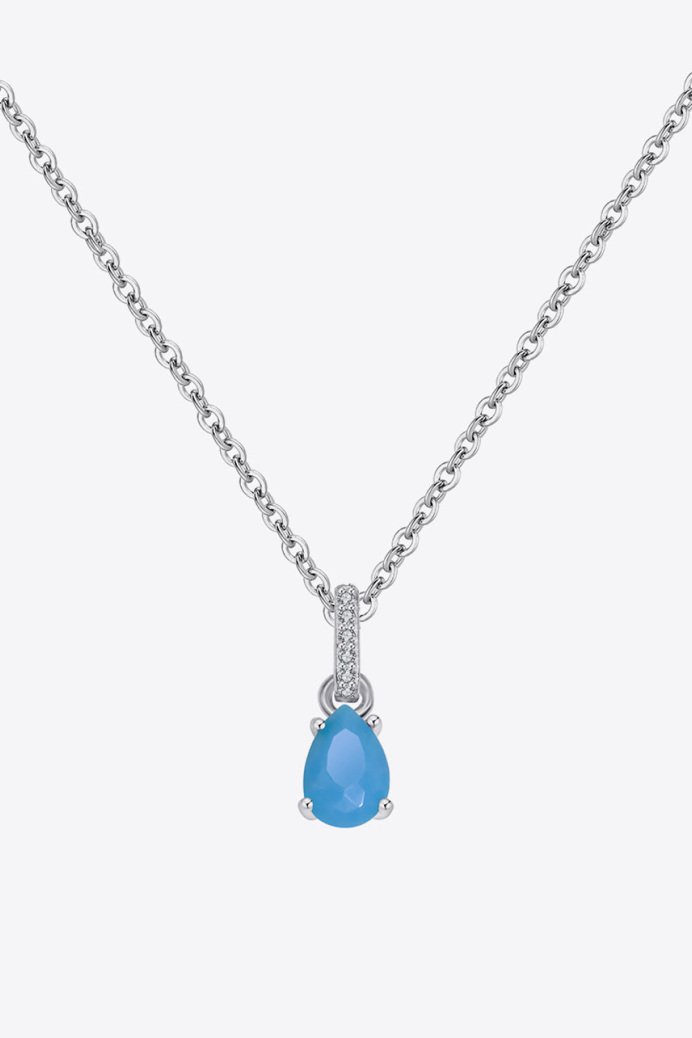 Teardrop Turquoise 4-Prong Pendant Necklace - Roe Creation