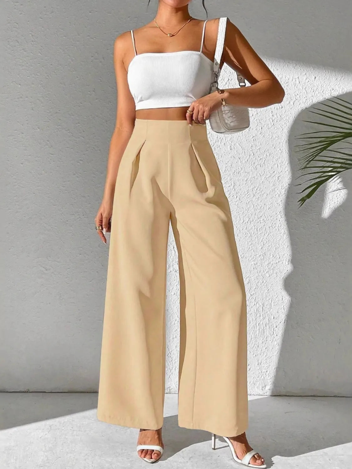Wide Leg High Waist Pants - Roe Creation