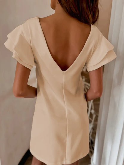 Ruffled Layered Short Sleeve Mini Dress - Roe Creation