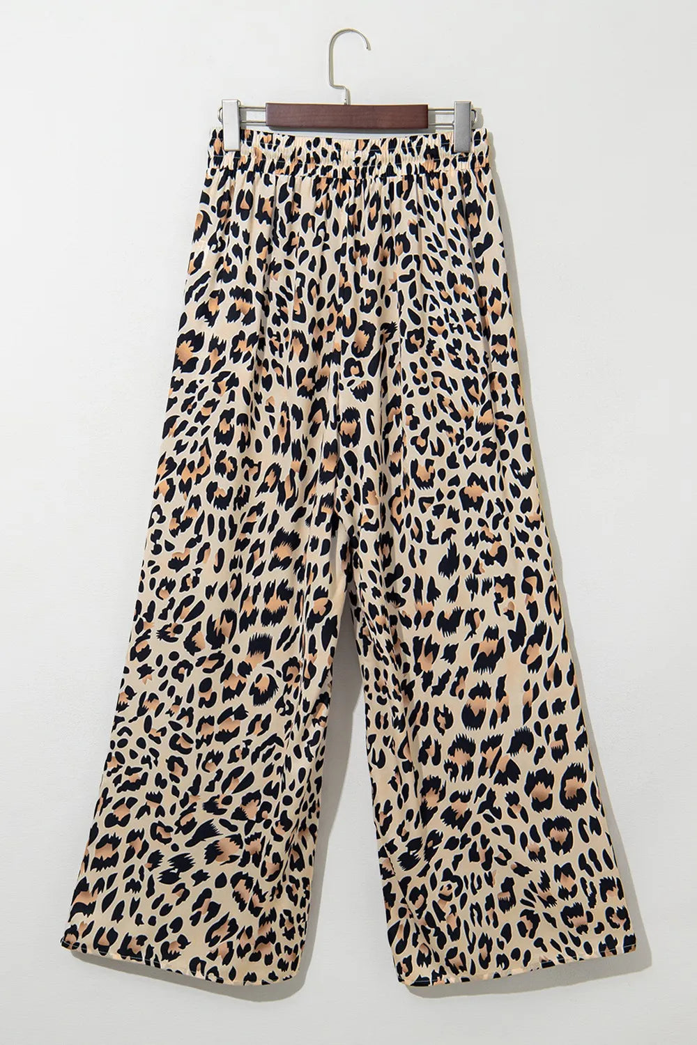 Parchment Leopard Drawstring Flowy Wide Leg Pants - Roe Creation