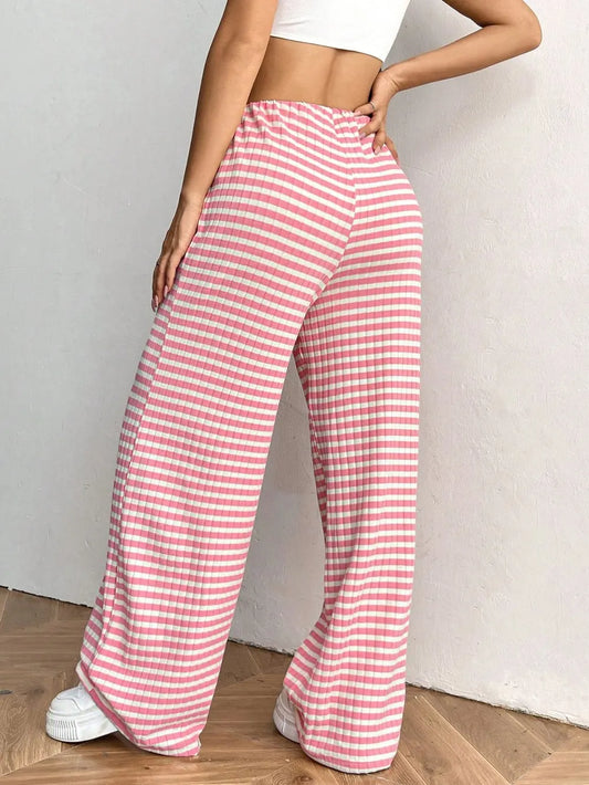 Tied Striped Wide Leg Pants - Roe Creation