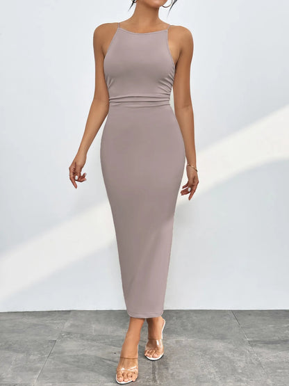 Spaghetti Straps Midi Bodycon Dress - Roe Creation