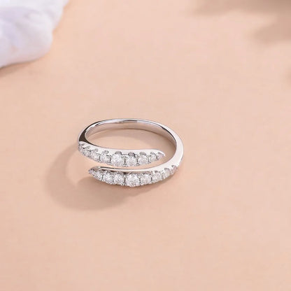 925 Sterling Silver Moissanite Bypass Ring - Roe Creation