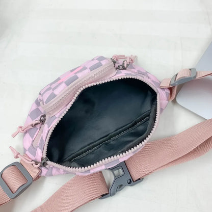 Checkered Nylon Crossbody Bag with Adjustable Strap - Roe Creation