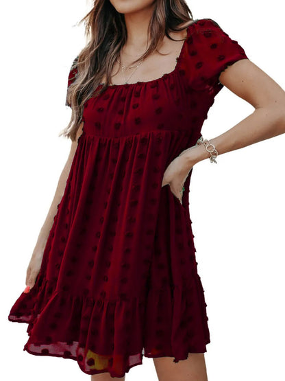 Swiss Dot Square Neck Mini Dress - Roe Creation