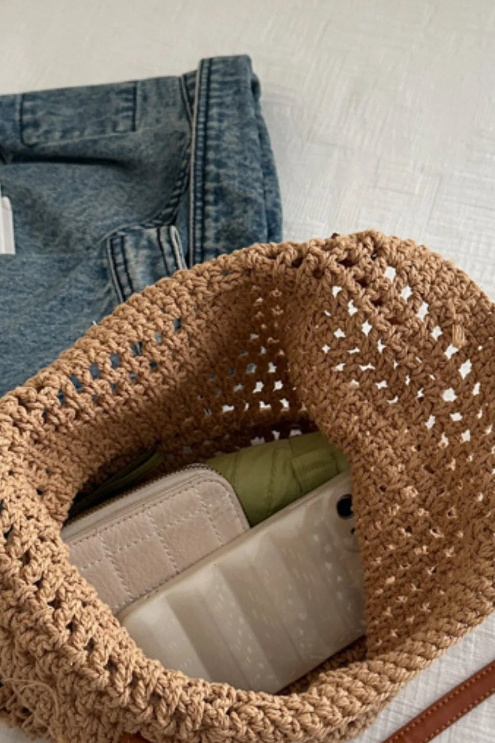 Openwork Woven Tote Bag - Roe Creation