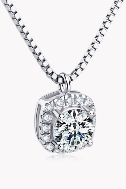 Moissanite Pendant Platinum-Plated Necklace - Roe Creation