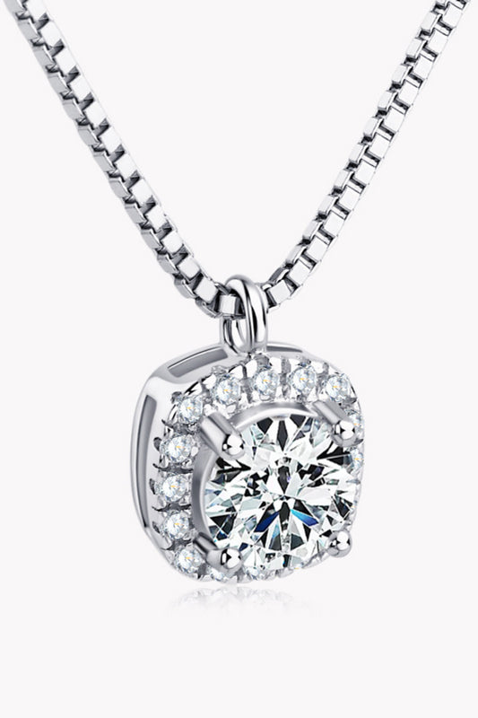 Moissanite Pendant Platinum-Plated Necklace - Roe Creation