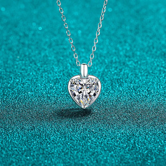 2 Carat Moissanite 925 Sterling Silver Heart Shape Necklace - Roe Creation