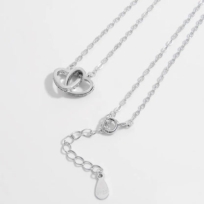 925 Sterling Silver Inlaid Zircon Heart Necklace - Roe Creation