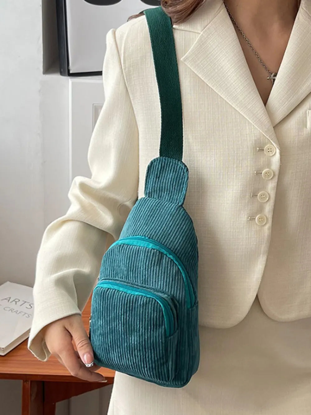 Corduroy Solid Colour Crossbody Bag - Roe Creation