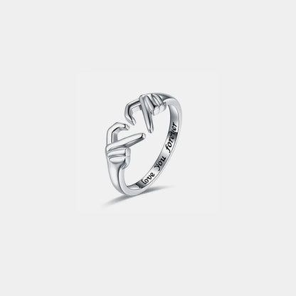 Hand Heart Shape 925 Sterling Silver Open Ring - Roe Creation