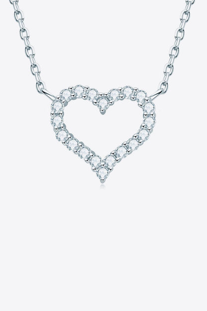 Adored Moissanite Platinum-Plated Heart Necklace - Roe Creation