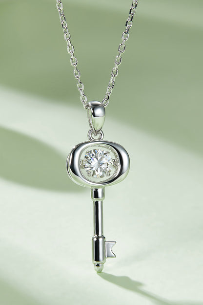 Adored Moissanite Key Pendant Necklace - Roe Creation