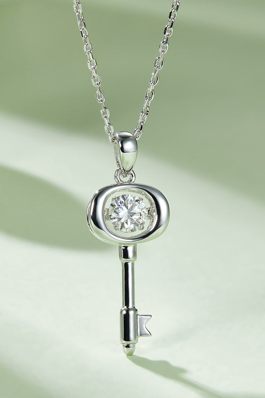 Adored Moissanite Key Pendant Necklace - Roe Creation