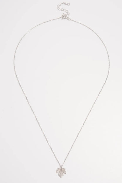925 Sterling Silver Zircon Maple Leaf Necklace - Roe Creation