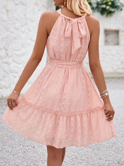 Tied Frill Sleeveless Mini Cami Dress - Roe Creation