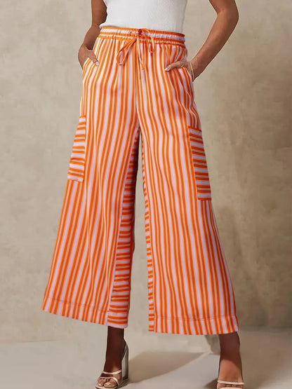 Contrast Striped Wide leg Pants - Roe Creation