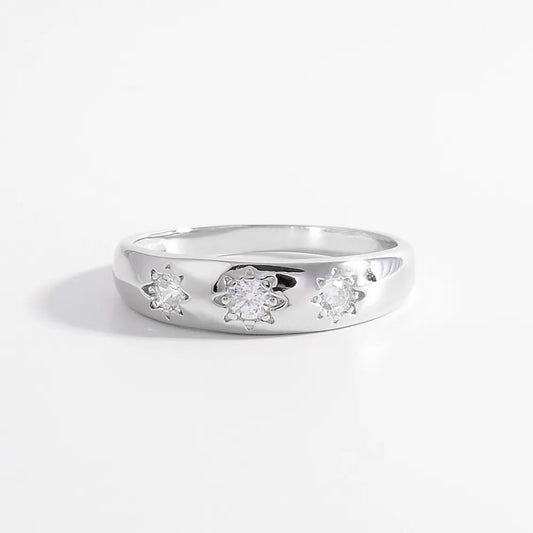 925 Sterling Silver Inlaid Zircon Ring - Roe Creation