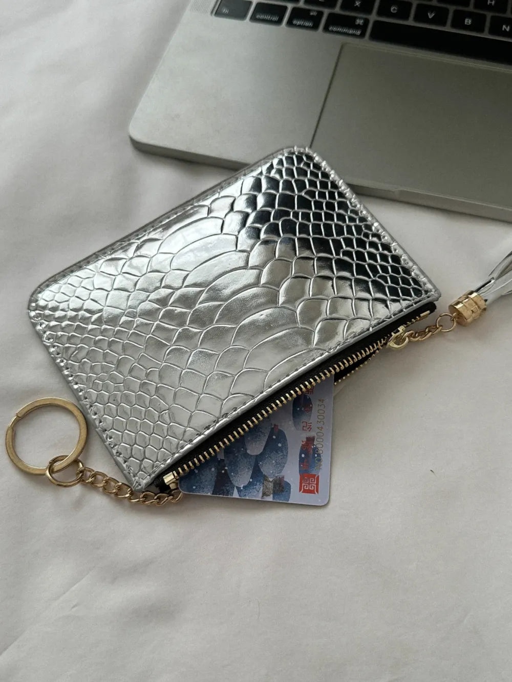 PU Leather Tassel Trim Card Case - Roe Creation