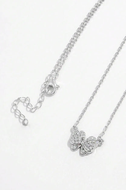 925 Sterling Silver Zircon Butterfly Pendant Necklace - Roe Creation