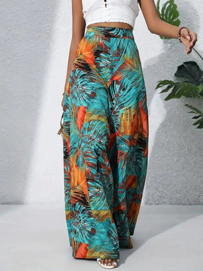 Printed High Waist Wide Leg Pants - Roe Creation