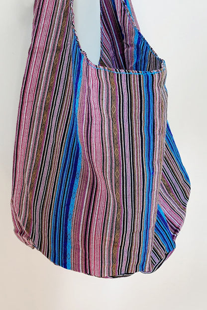 Large Canvas Crossbody Bag with Ethnic Pattern - Roe Creation