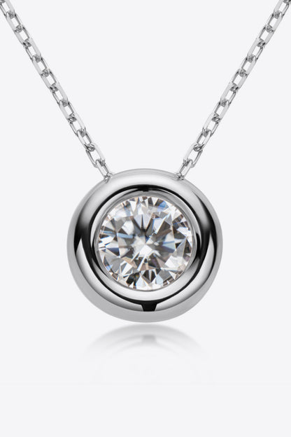 Adored 1 Carat Moissanite Pendant 925 Sterling Silver Necklace - Roe Creation