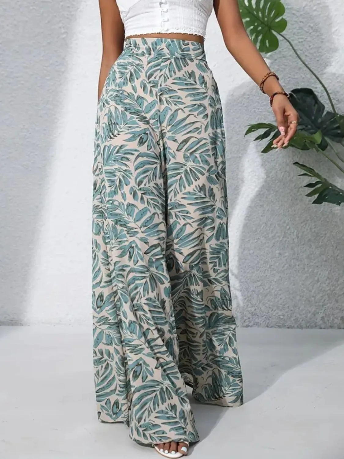 Printed High Waist Wide Leg Pants - Roe Creation