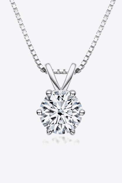 925 Sterling Silver 1 Carat Moissanite Pendant Necklace - Roe Creation