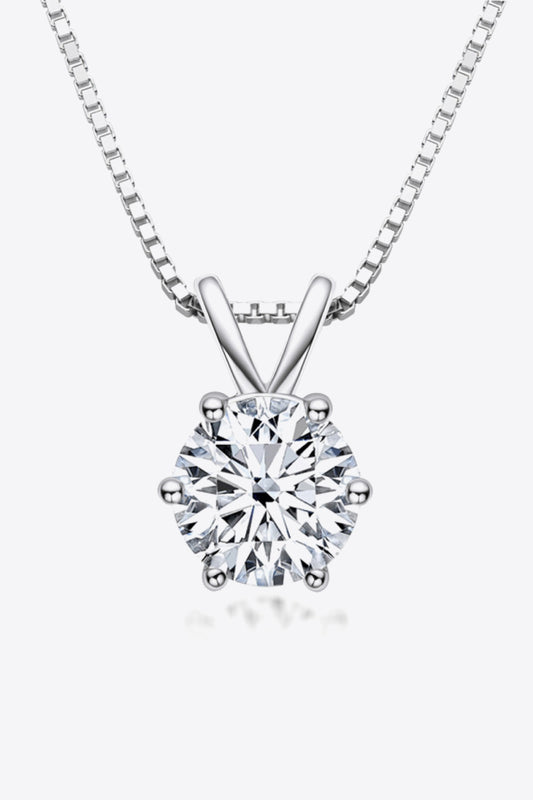 925 Sterling Silver 1 Carat Moissanite Pendant Necklace - Roe Creation