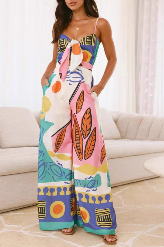 Printed Wide Leg Cami Jumpsuit - Roe Creation