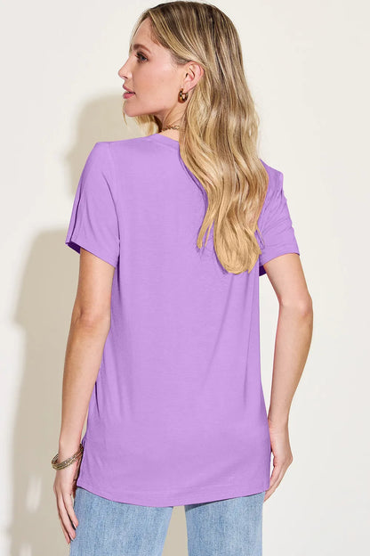 Basic Bae Bamboo Full Size V-Neck High-Low T-Shirt - Roe Creation