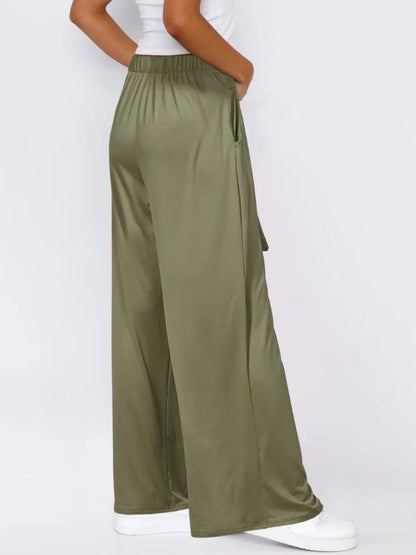 Tied Wide Leg Pants with Pockets - Roe Creation