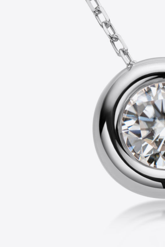 Adored 1 Carat Moissanite Pendant 925 Sterling Silver Necklace - Roe Creation