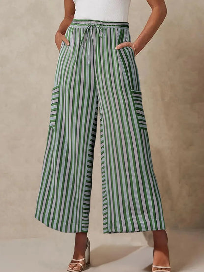 Contrast Striped Wide leg Pants - Roe Creation