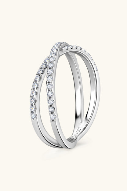 Moissanite 925 Sterling Silver Crisscross Ring - Roe Creation