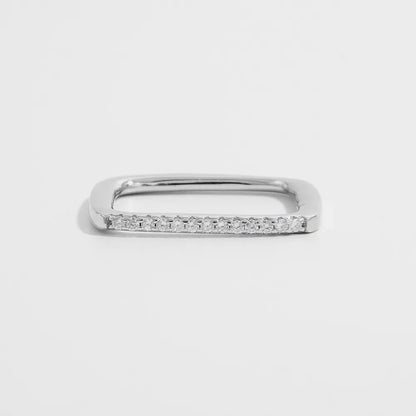 925 Sterling Silver Zircon Square Ring - Roe Creation
