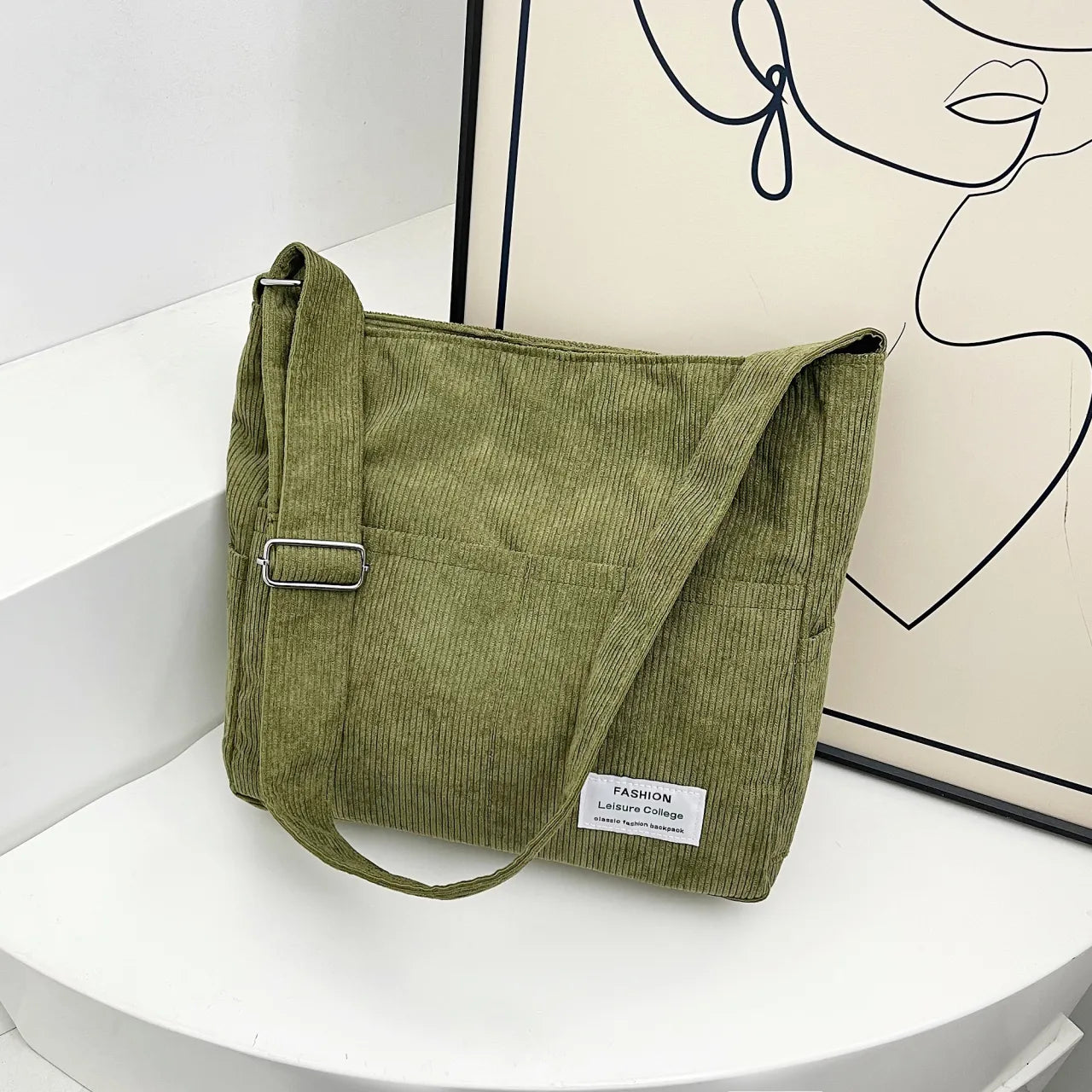Corduroy Crossbody Messenger Bag - Roe Creation