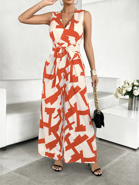 Printed Wide Leg Jumpsuit - Roe Creation